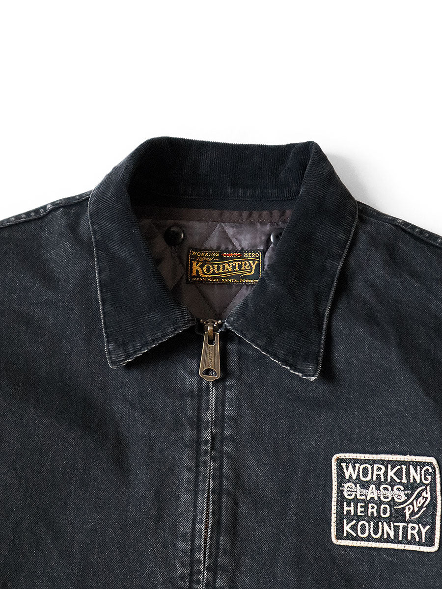 Kapital 14oz black x black denim T-Back Drizzler JKT (Anarchy RAINBOWY  remake)