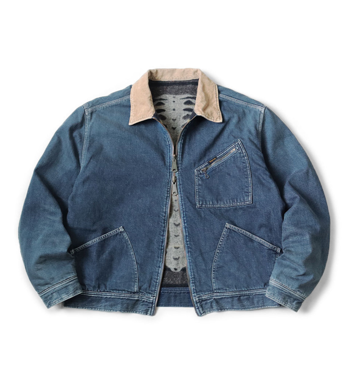 Kapital 11.5oz Denim Bone Reversible Work Jacket