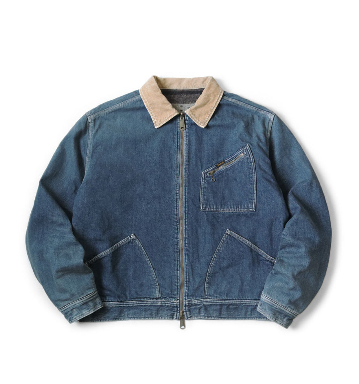 Kapital 11.5oz Denim Bone Reversible Zip Up Work Jacket