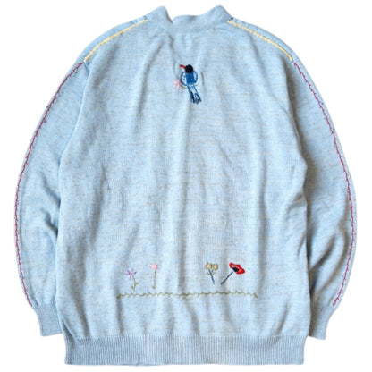 Kapital Knit x Chambray Cardigan (Magpie Embroidery)