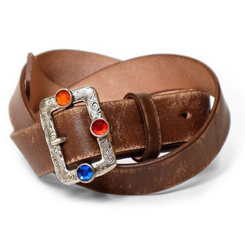 Kapital Oiled Leather Studded Disco Buckle Belt