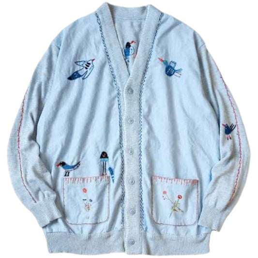 Kapital Knit x Chambray Cardigan (Magpie Embroidery)