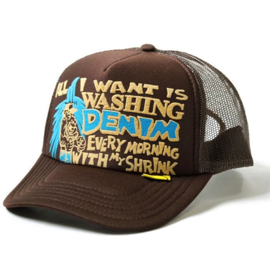 Kapital Kountry Denim Shrink Trucker Cap