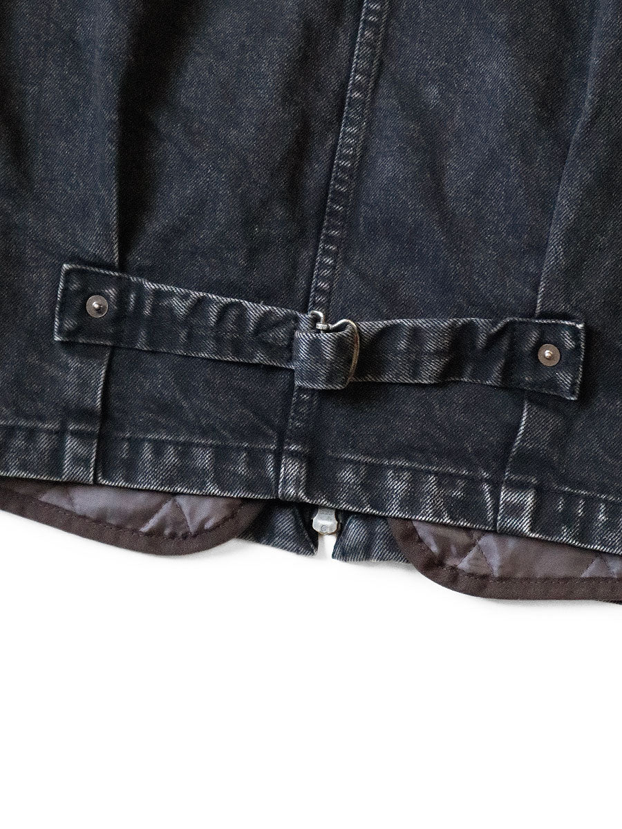 Kapital 14oz black x black denim T-Back Drizzler JKT