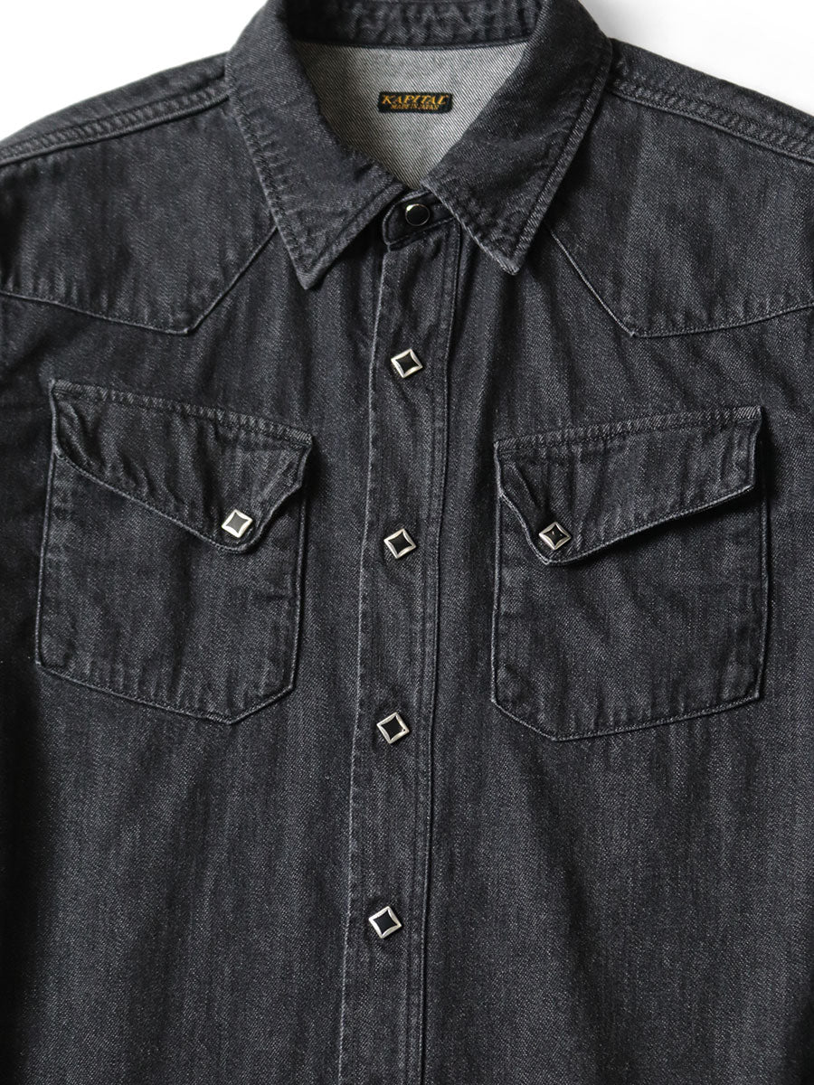 Kapital 8oz Black Denim Lace-Up Western Shirt