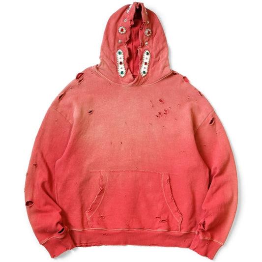 Kapital Thriller Damaged Fleece Hooded Sweatshirt (Studs Remake)