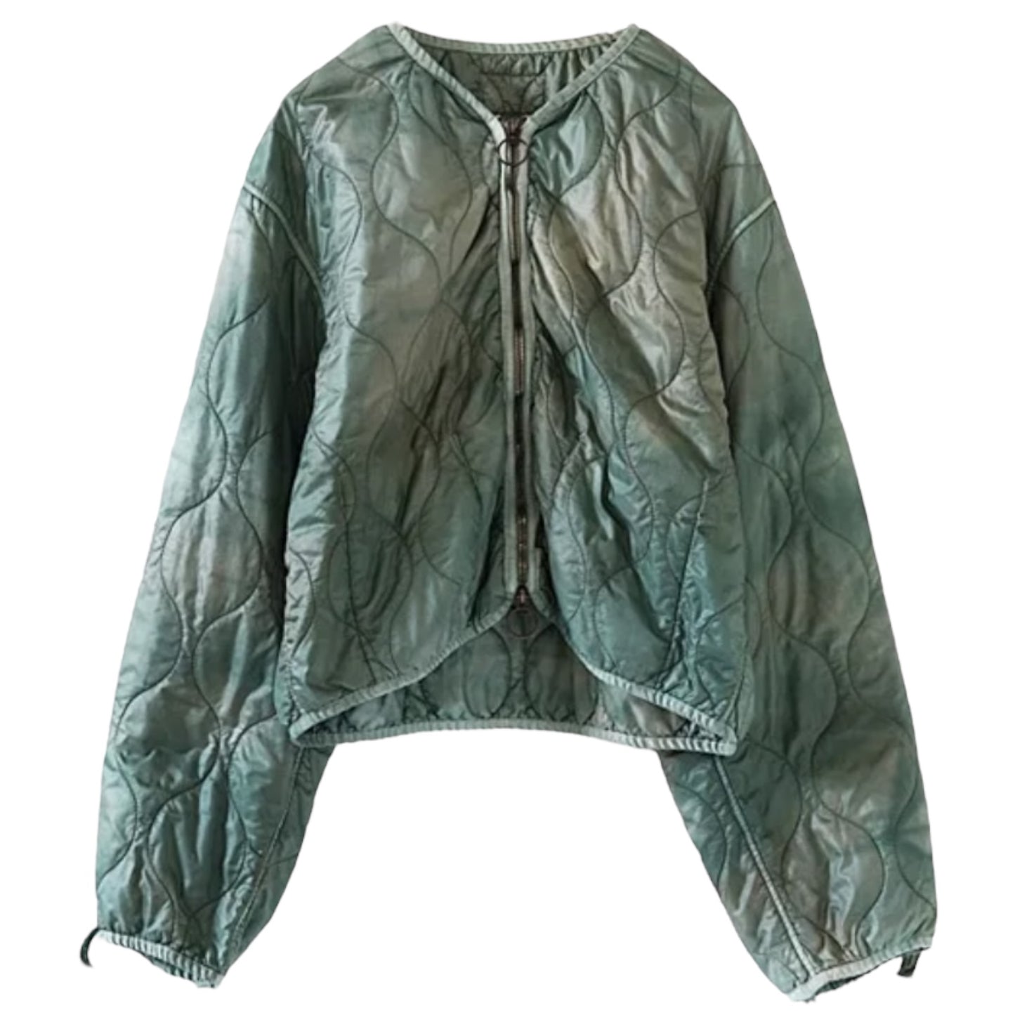 Kapital Nylon Quilted Unevenly Dyed Lined Cropped Bolero Jacket