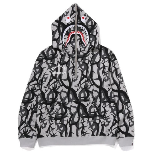 BAPE X NBHD Tribal Camo Two Face Half Zip Pullover Hoodie