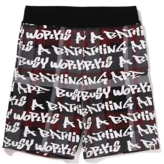 Bape Graffiti Check Sweat Shorts