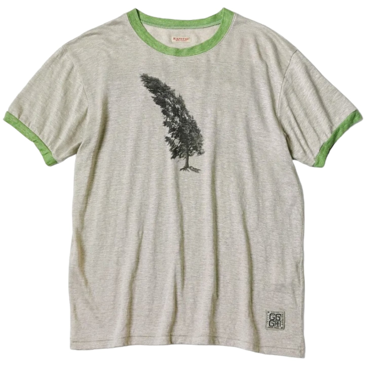 Kapital Linen Ringer Tee Conifer & Flag (GGG)