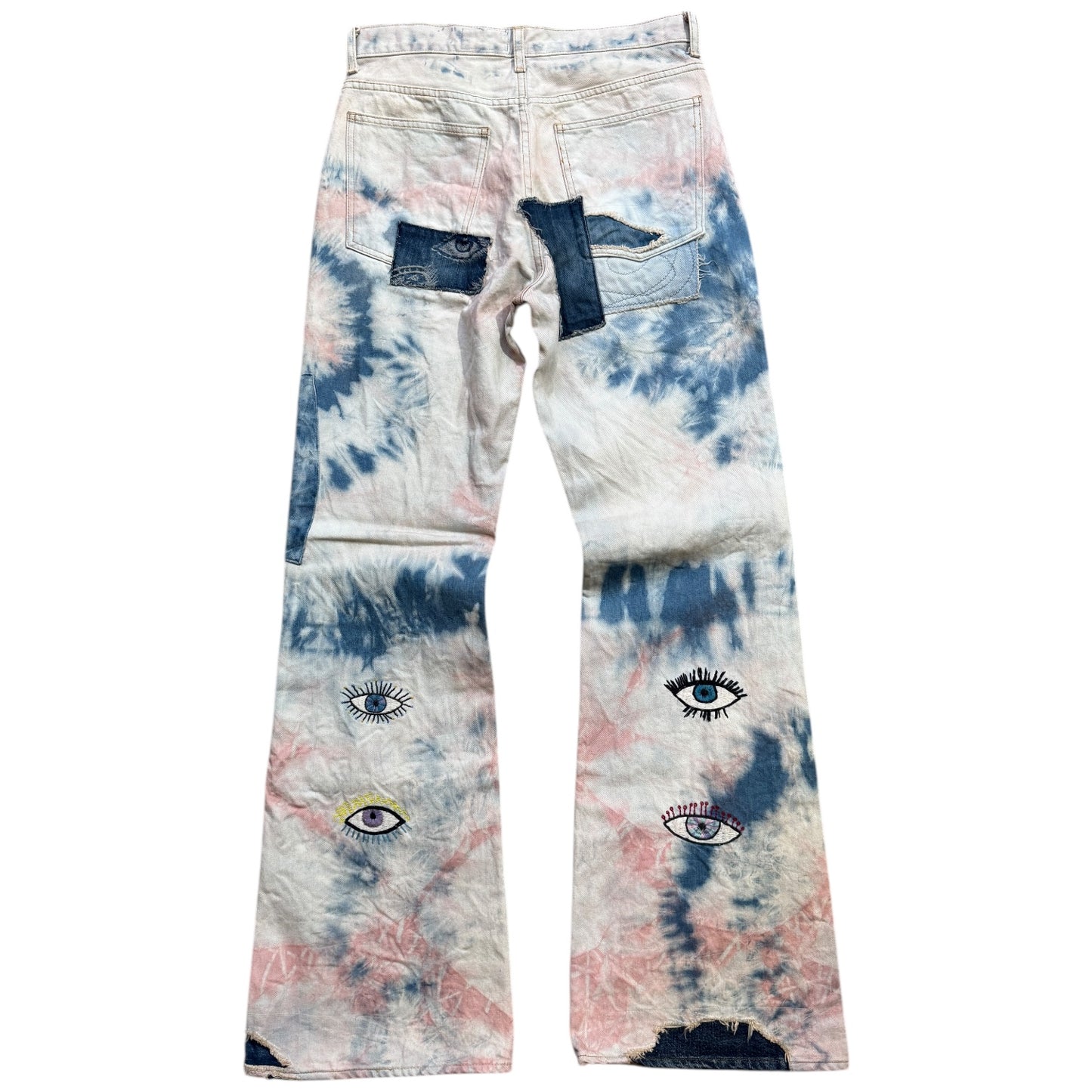 Kapital 14oz Denim 5P Tie-Dye Rat Flare Pants (Crazy Dixie Remake)