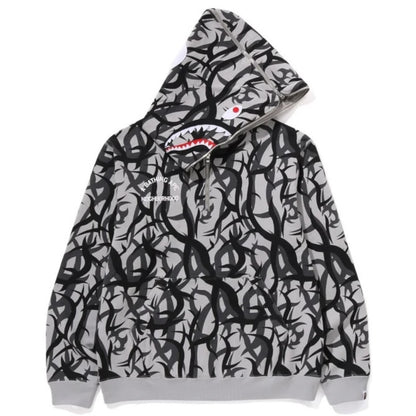 BAPE X NBHD Tribal Camo Two Face Half Zip Pullover Hoodie