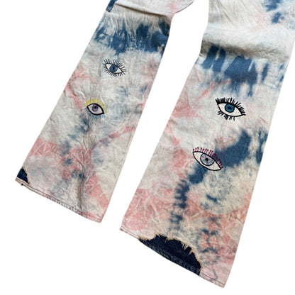 Kapital 14oz Denim 5P Tie-Dye Rat Flare Pants (Crazy Dixie Remake)