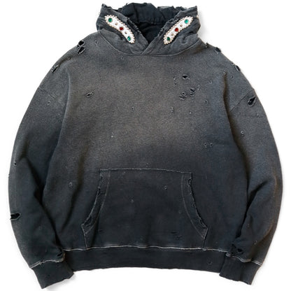 Kapital Thriller Damaged Fleece Hooded Sweatshirt (Studs Remake)