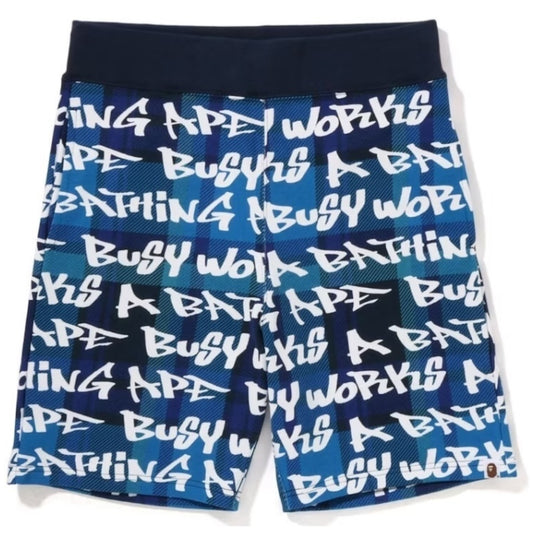 Bape Graffiti Check Sweat Shorts