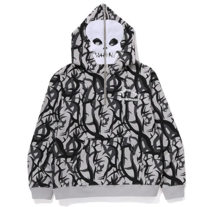 BAPE X NBHD Tribal Camo Two Face Half Zip Pullover Hoodie