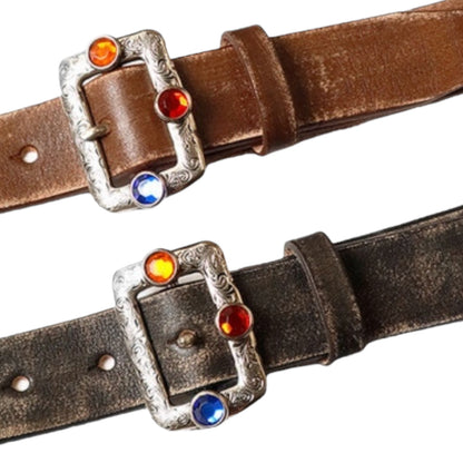 Kapital Oiled Leather Studded Disco Buckle Belt