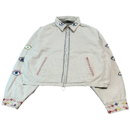 Kapital Linen Herringbone Drizzler Jacket (Speakeasy Embroidery)