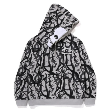 BAPE X NBHD Tribal Camo Two Face Half Zip Pullover Hoodie