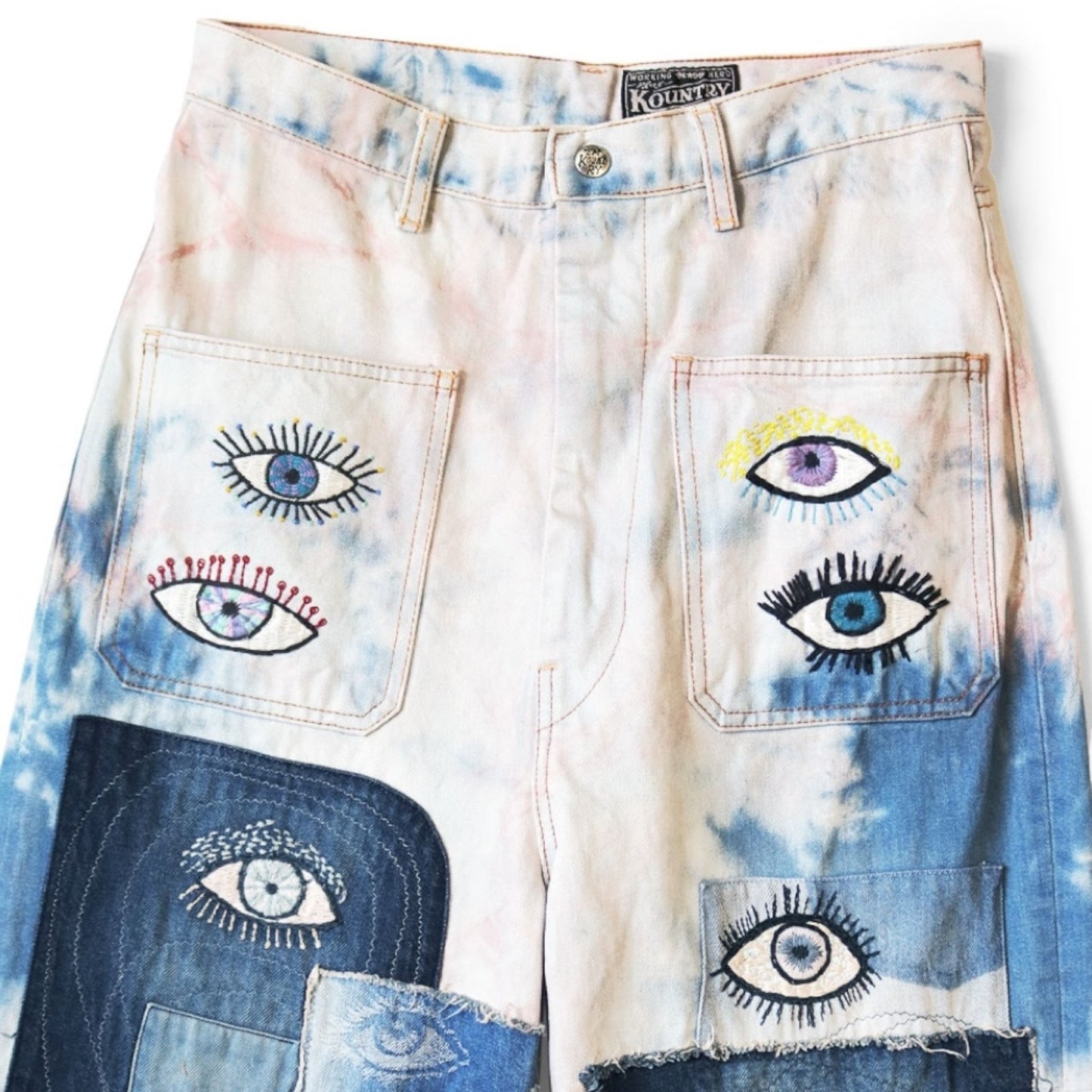 Kapital 14oz Denim Tie-Dye Baggy Flare Pants (Crazy Dixie Remake)