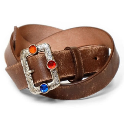 Kapital Oiled Leather Studded Disco Buckle Belt