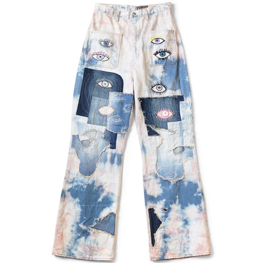 Kapital 14oz Denim Tie-Dye Baggy Flare Pants (Crazy Dixie Remake)