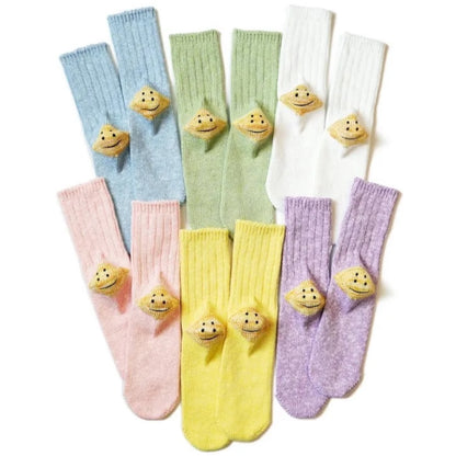 Kapital 56pc 3x1 Rib Rainbowy Happy Heel Socks