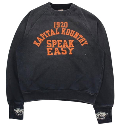 Kapital Fleece Raglan Crewneck Sweatshirt (Speakeasy College Print)