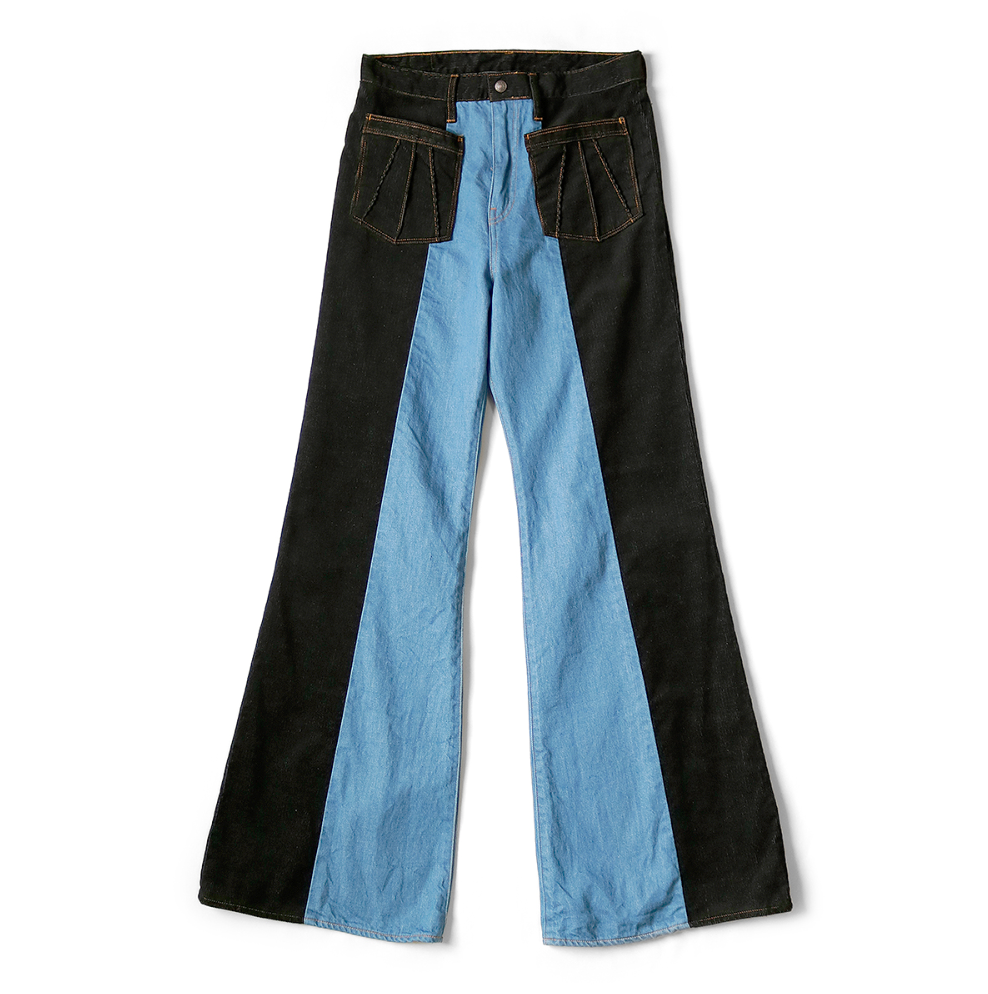 Kapital Corduroy x Denim 2 Tone Gypsy Flare Pants