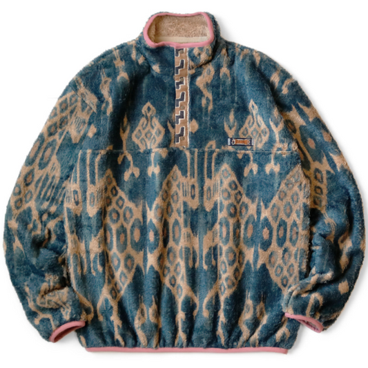 Kapital Java Kasuri Pattern Snap Fleece Jacket