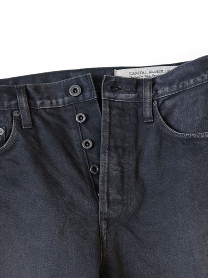 Kapital 14oz Black x Black Denim 5P Monkey CISCO (Processed)