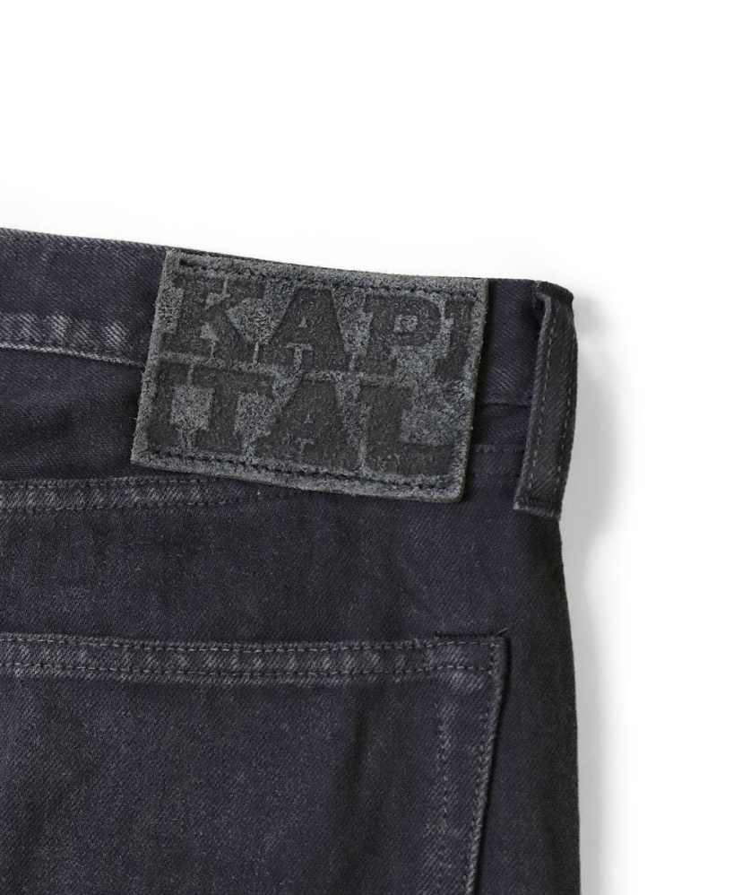 Kapital 14oz Black x Black Denim 5P Monkey CISCO (Processed)