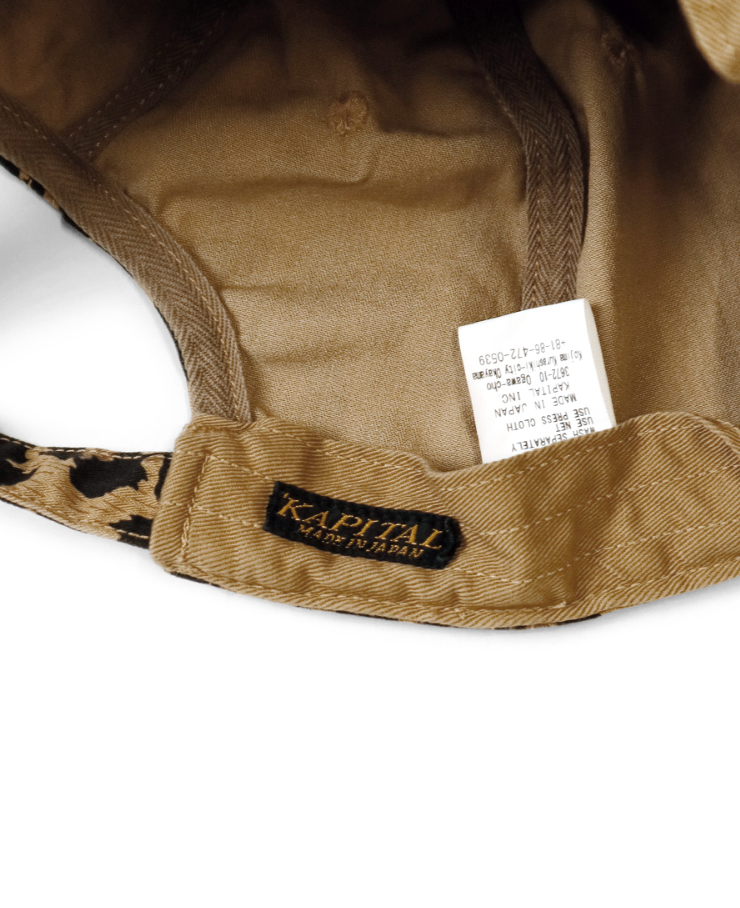 Kapital Cotton Herringbone Leopard Print Baseball Cap