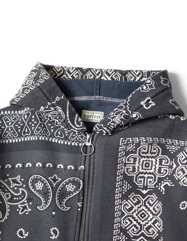 Kapital Fleece Bandana Print Bivouac Hooded Jacket