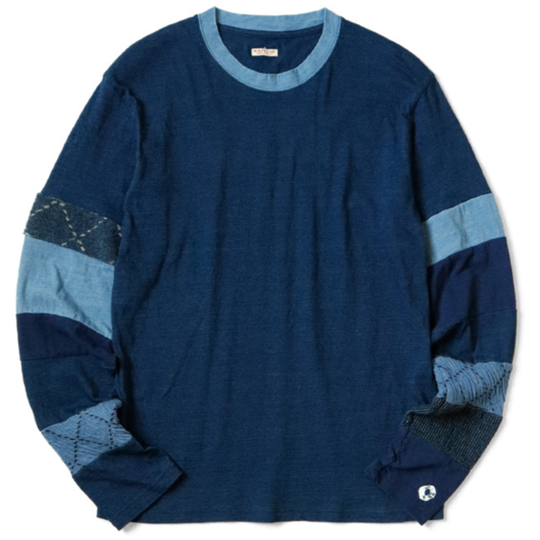 Kapital IDG Jersey Hippie Long Sleeve T-Shirt (Sashiko Patchwork)