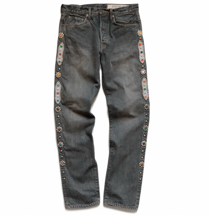 Kapital 14oz Black Denim 5P Monkey CISCO (Studs Remake)