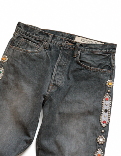 Kapital 14oz Black Denim 5P Monkey CISCO (Studs Remake)