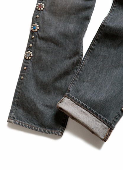 Kapital 14oz Black Denim 5P Monkey CISCO (Studs Remake)