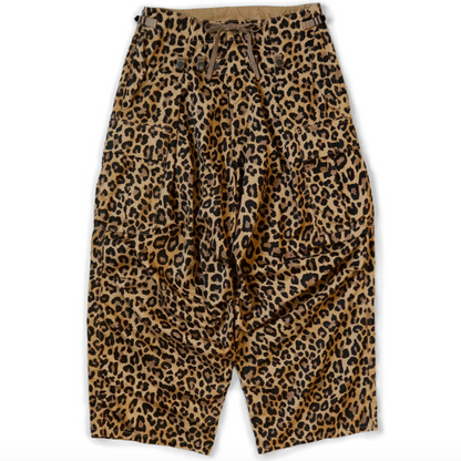 Kapital Cotton Herringbone Leopard Print Jumbo Cargo Pants