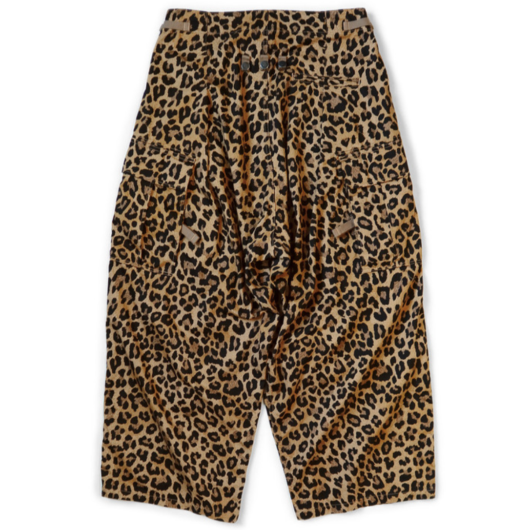 Kapital Cotton Herringbone Leopard Print Jumbo Cargo Pants