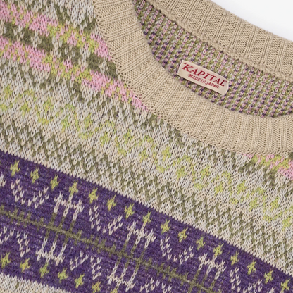 Kapital 7G Wool Fair Isle Bone Crew Sweater