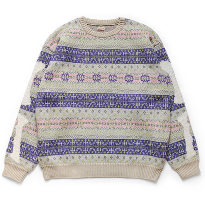 Kapital 7G Wool Fair Isle Bone Crew Sweater