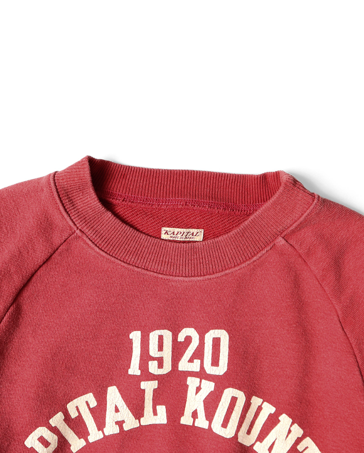 Kapital Fleece Raglan Crewneck Sweatshirt (Speakeasy College Print)