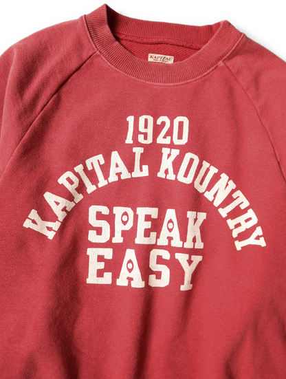 Kapital Fleece Raglan Crewneck Sweatshirt (Speakeasy College Print)