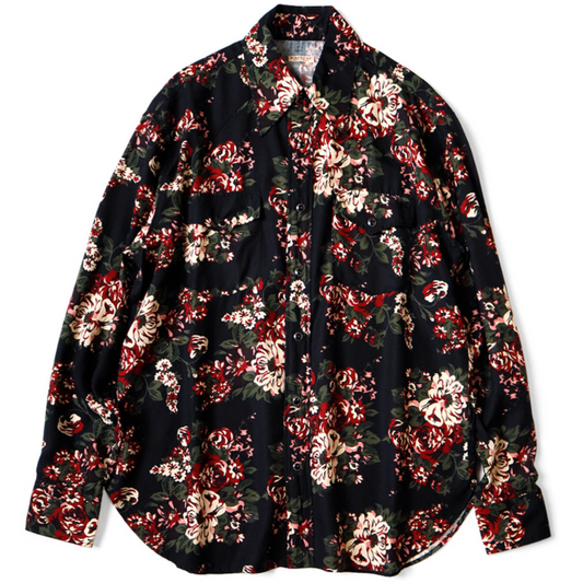 Kapital Rayon Twill Dianthus Champetre Print Husky Western Shirt