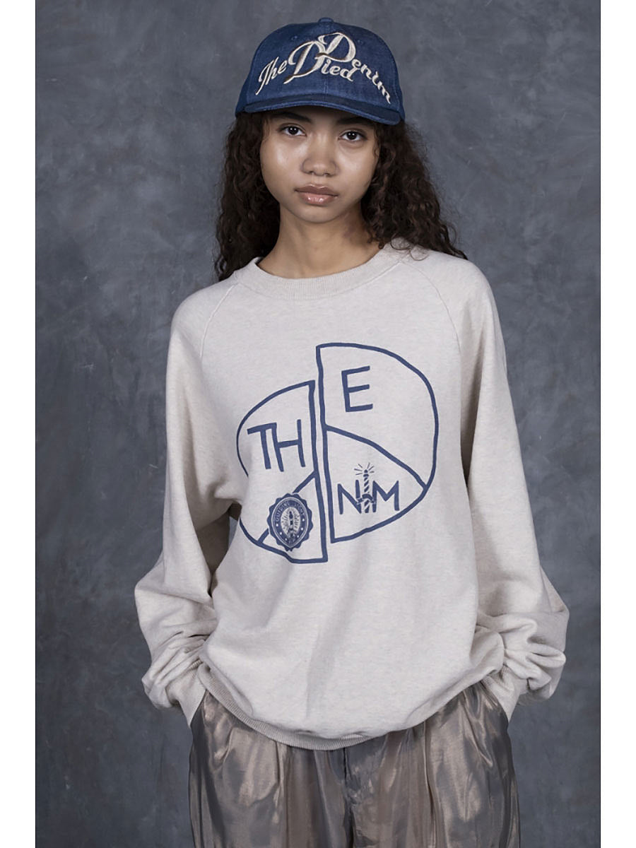 Kapital Top Fleece Raglan Crew Sweatshirt (TH.DDPEACE Print)