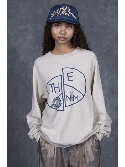 Kapital Top Fleece Raglan Crew Sweatshirt (TH.DDPEACE Print)