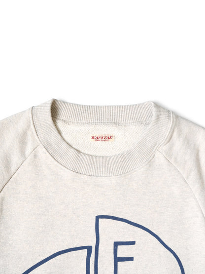 Kapital Top Fleece Raglan Crew Sweatshirt (TH.DDPEACE Print)