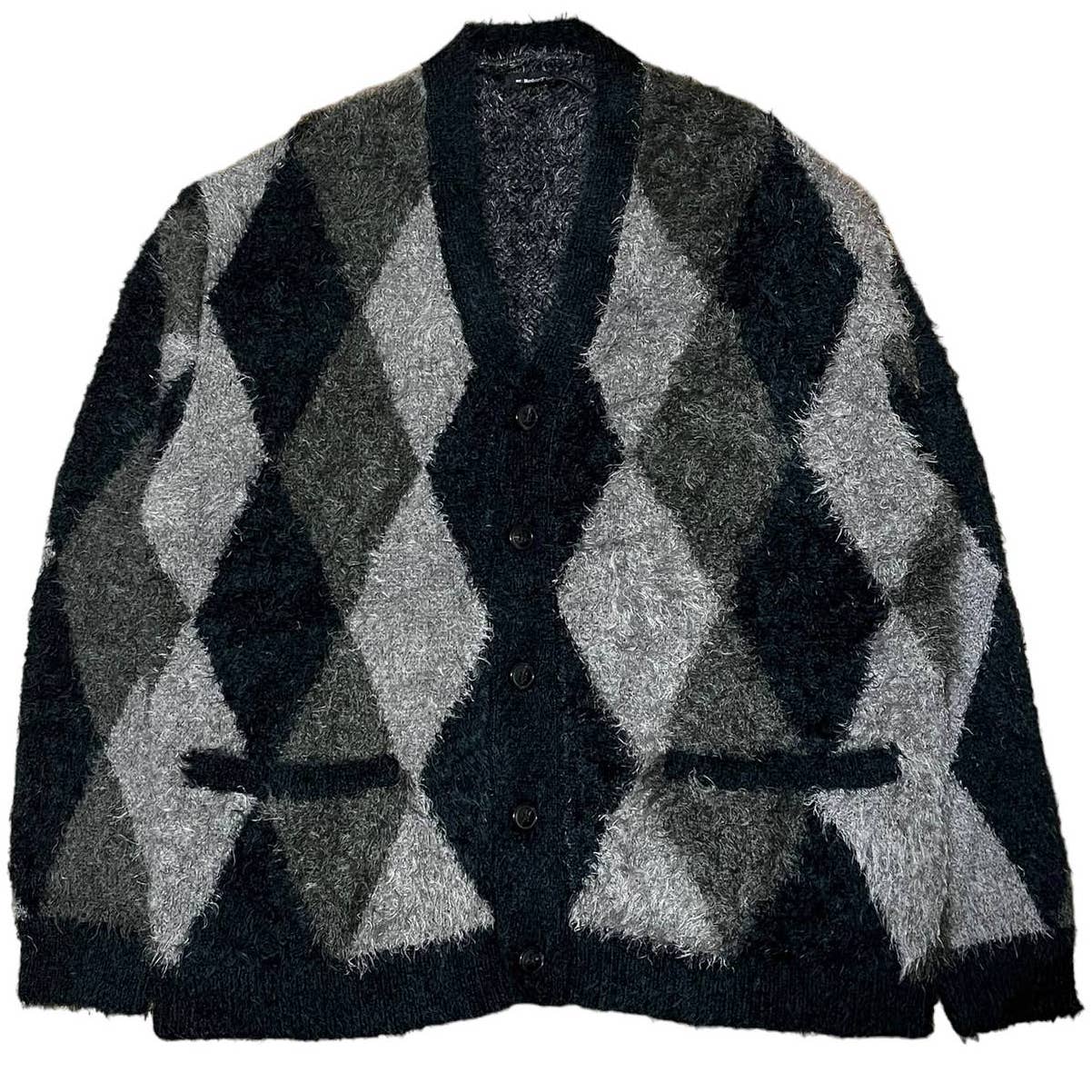 Number (N)ine Argyle Feathery Yarn Jacquard Knit Cardigan