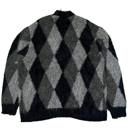 Number (N)ine Argyle Feathery Yarn Jacquard Knit Cardigan